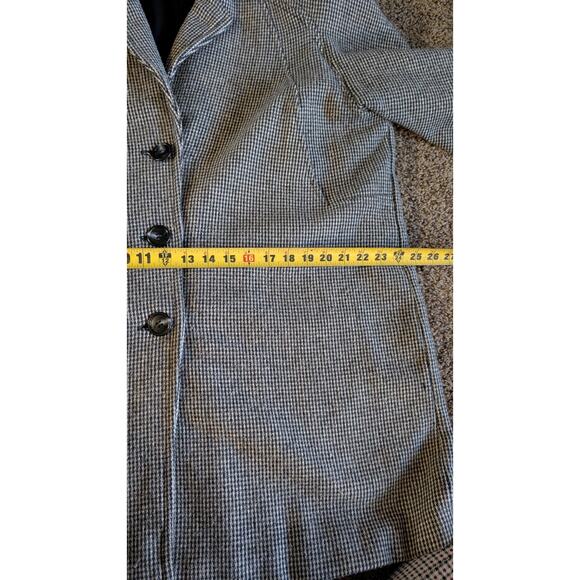 Vintage Gray Houndstooth Blazer Womens XL Raglan Sleeve High Welt Pockets - Picture 15 of 16